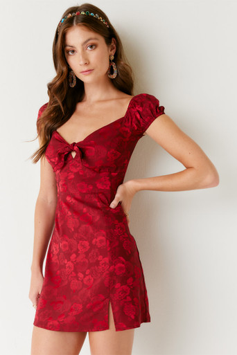 La Greca Jacquard Mini Dress Parade Red