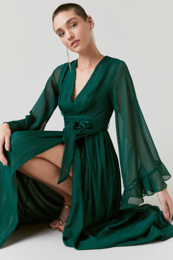 Elfelfelf Archives☆ELF'S LONG SLEEVE DRESS Elisa Long Flutter Sleeve Maxi Dress