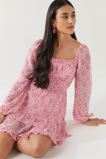 uhr heart mom dress pink ハート　ピンク 3-4y Uhr Heart Mom dress pink 3-4Y ワンピース