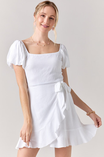 Mariabella Bow Waist Mini Wrap Dress | francesca's