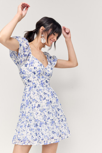 Natalie Floral Ruched Mini Dress