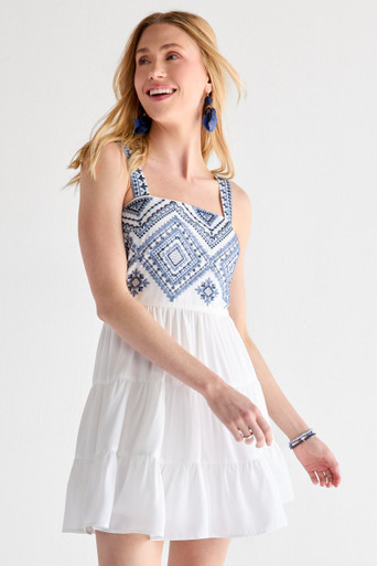 patriotic mini dress Girls' Patriotic Patchwork Pocket Twirl Dress Size: 5/6 By Mila & Rose