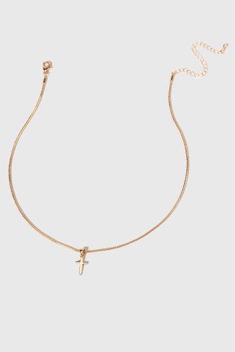 Suzy Metal Cross On Snake Chain Necklace