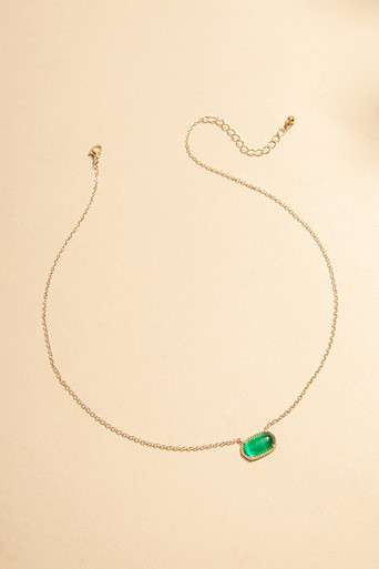Lucy Cateye Long Hexagon Pendant Necklace
