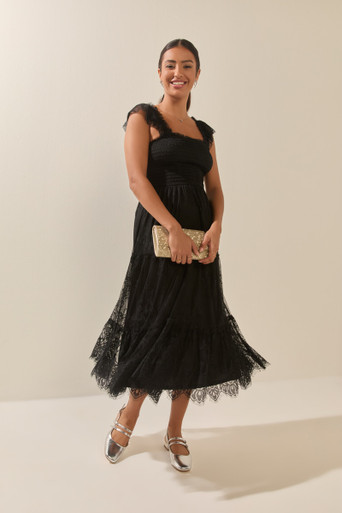 Sandra Lace Tulle Midi Dress | francesca's®