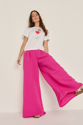 【MODERNIF】Ion Double Nee Wide Pants Mona Wide Leg Trouser Ankle Jeans In Plus Size With High