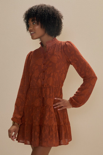 Kerry Jacquard Cinch Waist Mini Dress