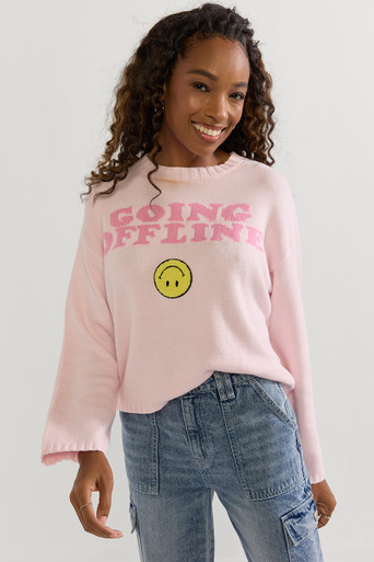Going Offline Smiley Pullover Sweater | francesca's®
