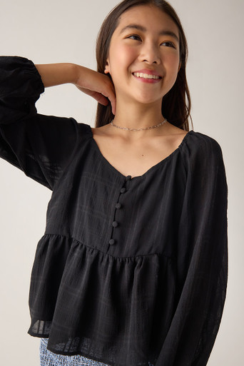 Hello Franki Drop Shoulder Babydoll Top for girls