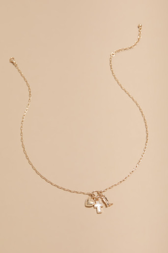Lacey Cross Boot And Heart Charm Pendant Necklace