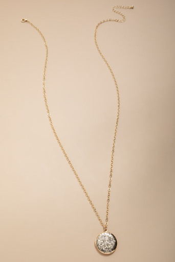 Jodie Gold Locket Pendant Necklace