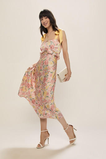Penelope Strapless Floral Tulle Maxi Dress