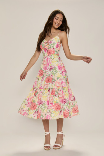 Penelope Strapless Floral Tulle Maxi Dress