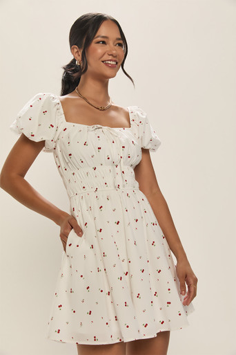 Jamie Cherry Print Mini Dress