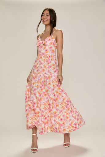 Penelope Strapless Floral Tulle Maxi Dress