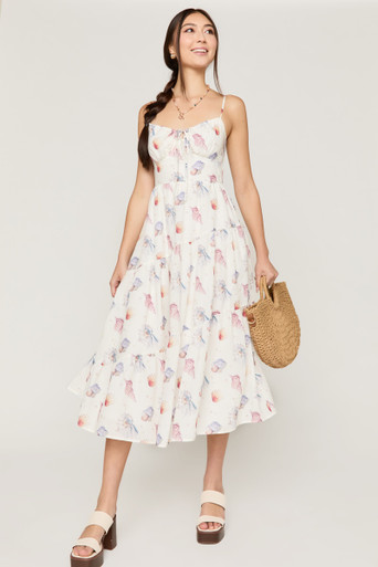 Amy Seashell Print Midi Dress