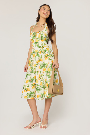 Lisa Lemon Basque Waist Midi Dress