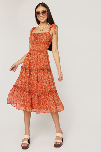 Rene Floral Tiered Midi Dress
