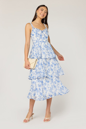Brynn Floral Tiered Midi Dress