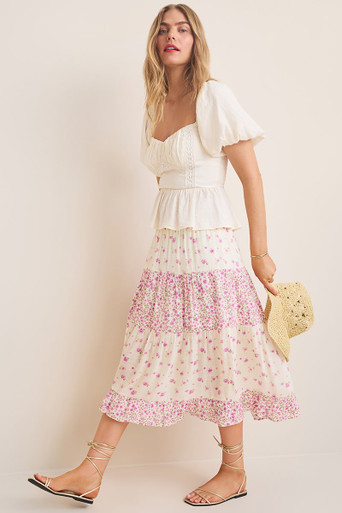 Jennifer Tiered Floral Midi Skirt