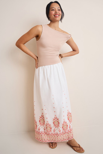 Amelia Border Print Maxi Skirt