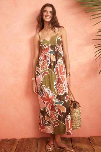 Mara Palm Print Maxi Dress