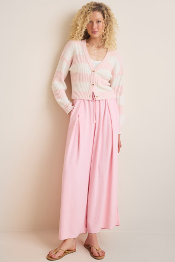 パンツ Strawberry Wide-Leg Casual Washed Fancy Patns Amy Textured Wide Leg Pants