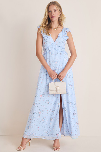 Angeline Flutter Sleeve Floral Maxi Dress