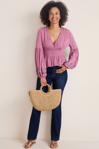 Katie Embroidered Peplum Blouse