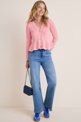 Denise Rib Knit Peplum Cardigan