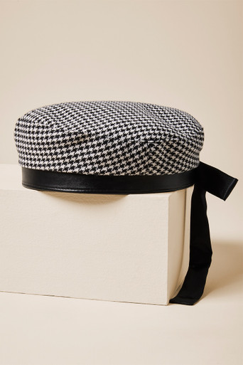 Dawn Houndstooth Bow Beret