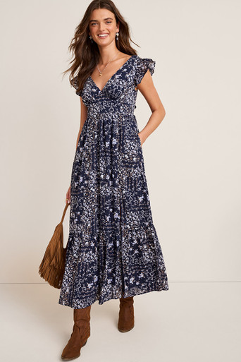 Ann Bow Back Sleeve Floral Maxi Dress Ann Bow Back Sleeve Floral Maxi Dress