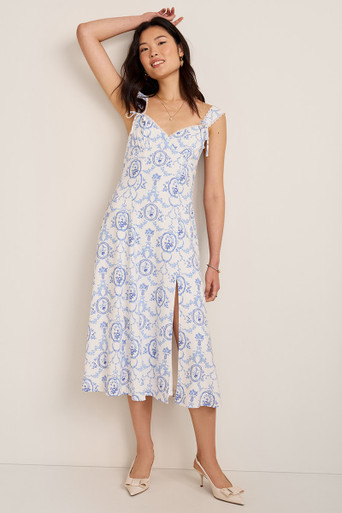 toile midi dress Girls: Ready For It All Blue Toile Midi Dress, (6/7) - The Mint Julep Boutique