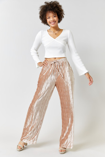 Crushed Velvet Wide Leg Pants in Camel – DawnTayler Boutique