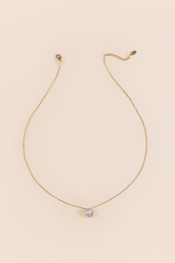 Avery Halo CZ Pendant 14K Gold Dipped Necklace