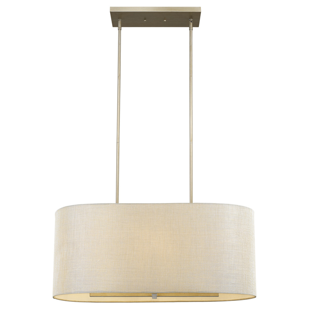 Daria 6-Light Washed Gold Island Pendant With Washed Gold And White Shade