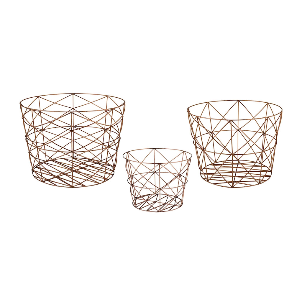 ELK Home Nested Geometric Copper Baskets (Set of 3) - 8990-023/S3