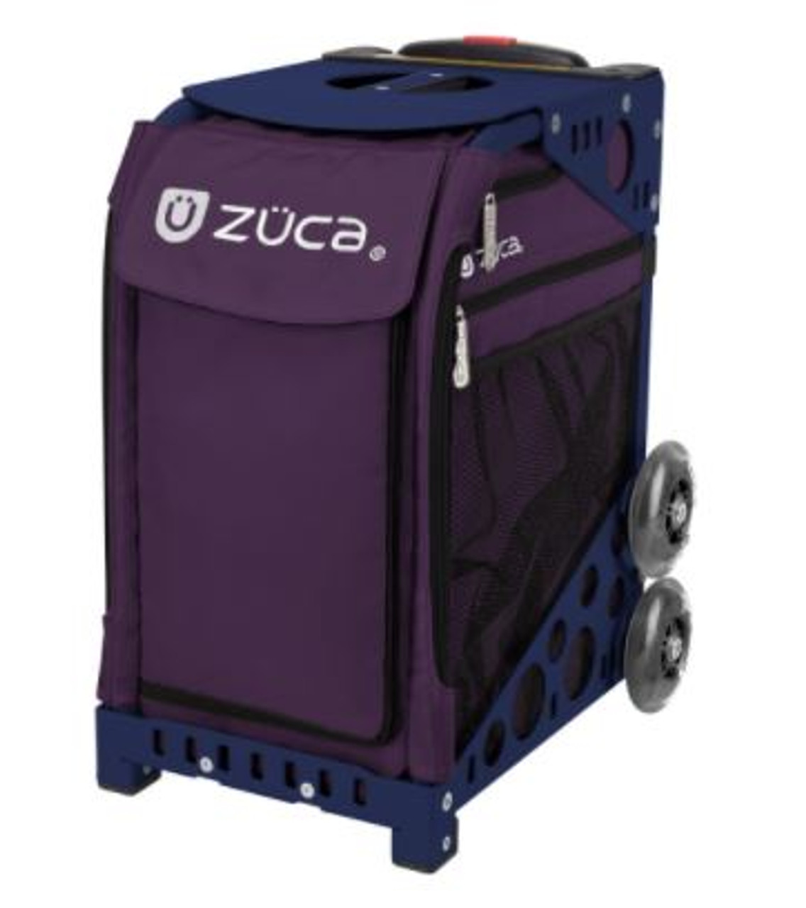 ZUCA Bag CHEVRON Insert & Navy Blue Frame w/Flashing Wheels FREE SEAT CUSHION 