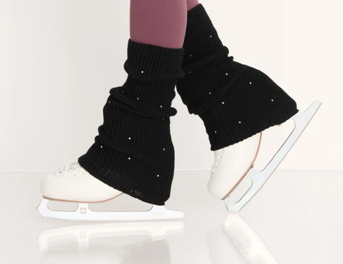 Black leg warmers with rhinestones