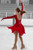Back of Rhinestone Rhumba Ice Dance Dress - Red