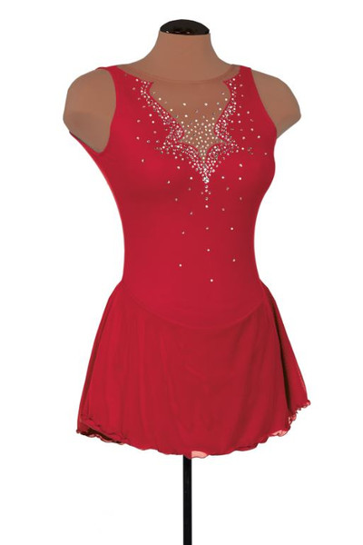 Fancy Cutwork Skating Dress - Red