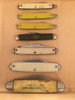Collection of 7 Vintage Chevrolet Chevy Advertisement pocket knives , shopthegarage.com, coolintocash.com, shop the garage, cool into cash, bingo's swap meet garage