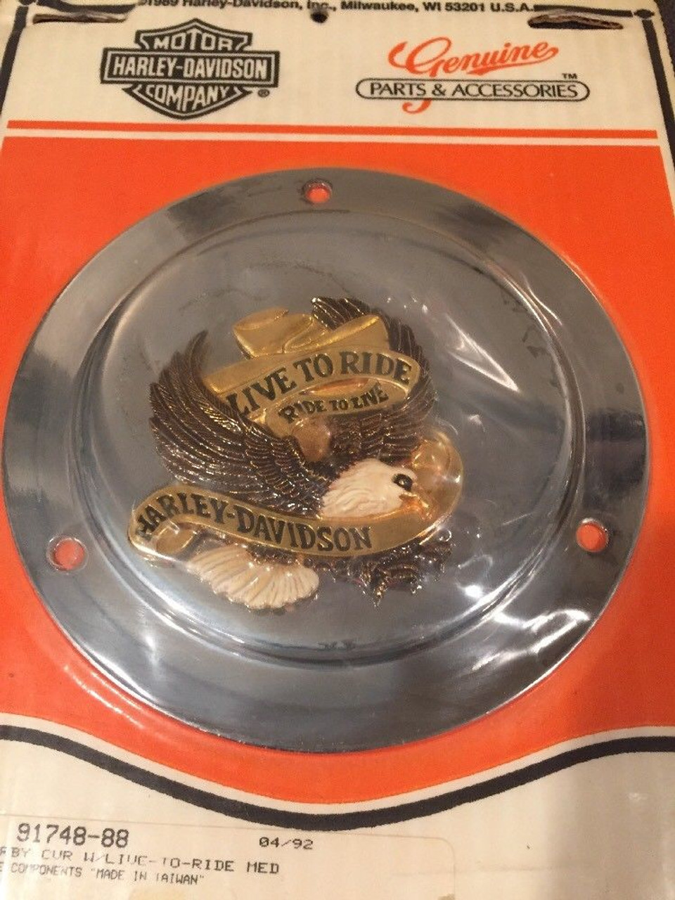 NOS Vintage Harley-Davidson Live To Ride Derby 91748-88 & Timer Cover 91746-88, shopthegarage