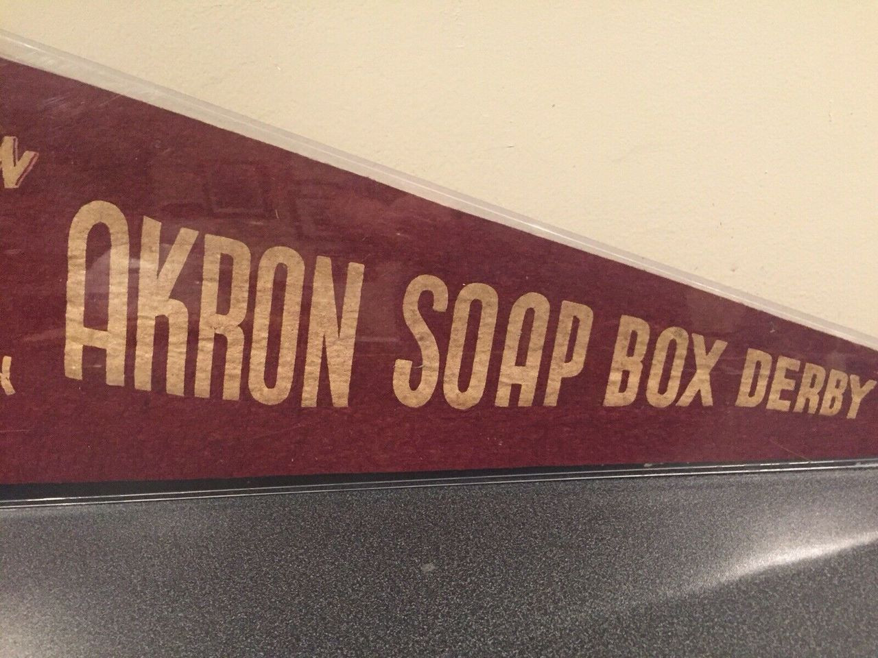 RARE Original 1948 All American Soap Box Derby Akron Ohio Pennant 29 inch, shopthegarage