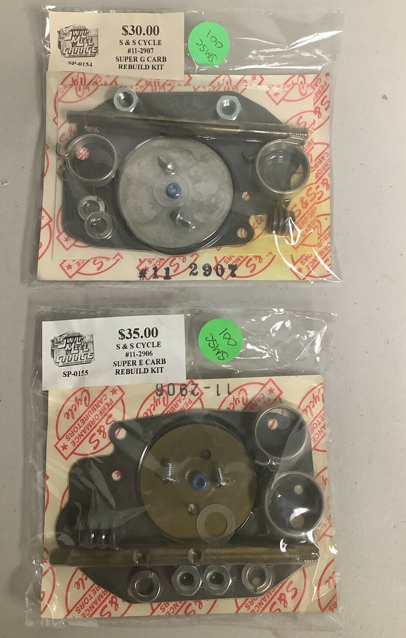 NOS S&S Cycle Super E & Super G Carb Rebuild Kits BOTH KITS 11-2906 & 11-2907 , shopthegarage.com, shop the garage, coolintocash.com, cool into cash, Bingo's Swap Meet Garage