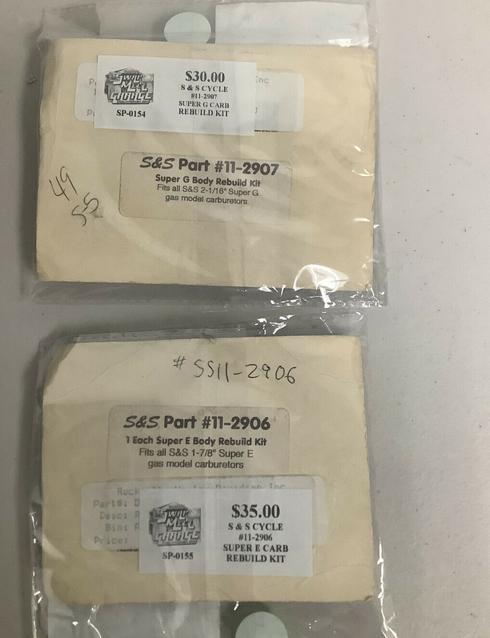 NOS S&S Cycle Super E & Super G Carb Rebuild Kits BOTH KITS 11-2906 & 11-2907 , shopthegarage.com, shop the garage, coolintocash.com, cool into cash, Bingo's Swap Meet Garage