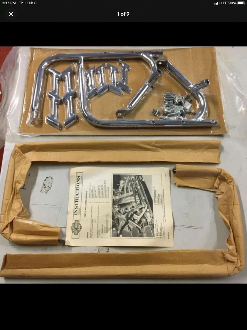 NOS parts, Obsolete Harley-Davidson parts, saddlebag guards, chrome triple rail, shopthegarage.com, coolintocash, shop the garage, cool into cash