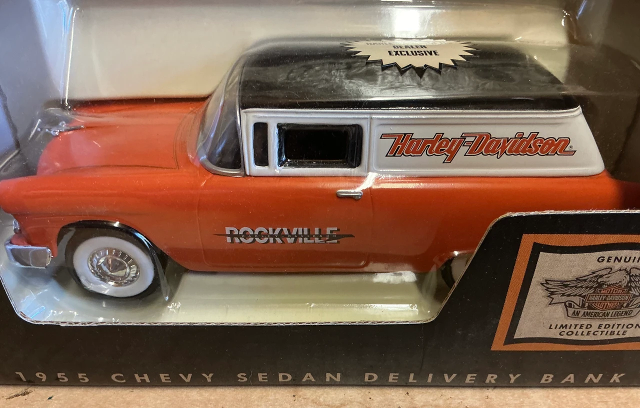 1955 Chevy Sedan Delivery, Harley-Davidson, Dealer exclusive, vintage, diecast, Rockville H-D, MoCo Maryland, coolintocash, shopthegarage, saints of kulture