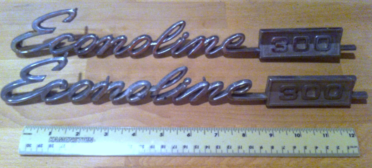 Pair of Used Vintage Ford Econoline 300 Van emblems