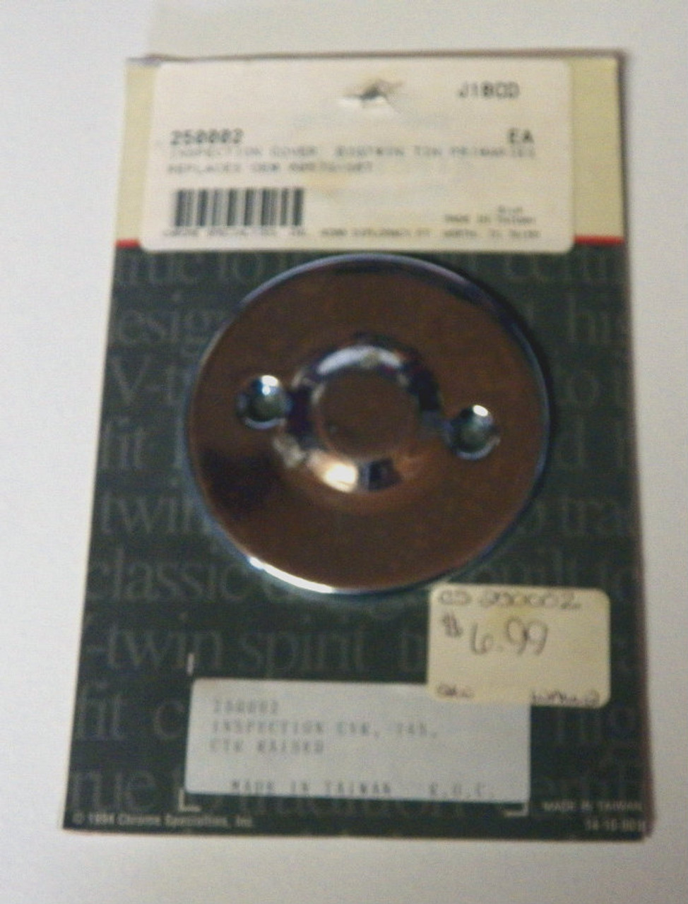 Chrome Specialties 250002 Raised Center Inspection Cover for Big Twins with Tin Primaries...NOS